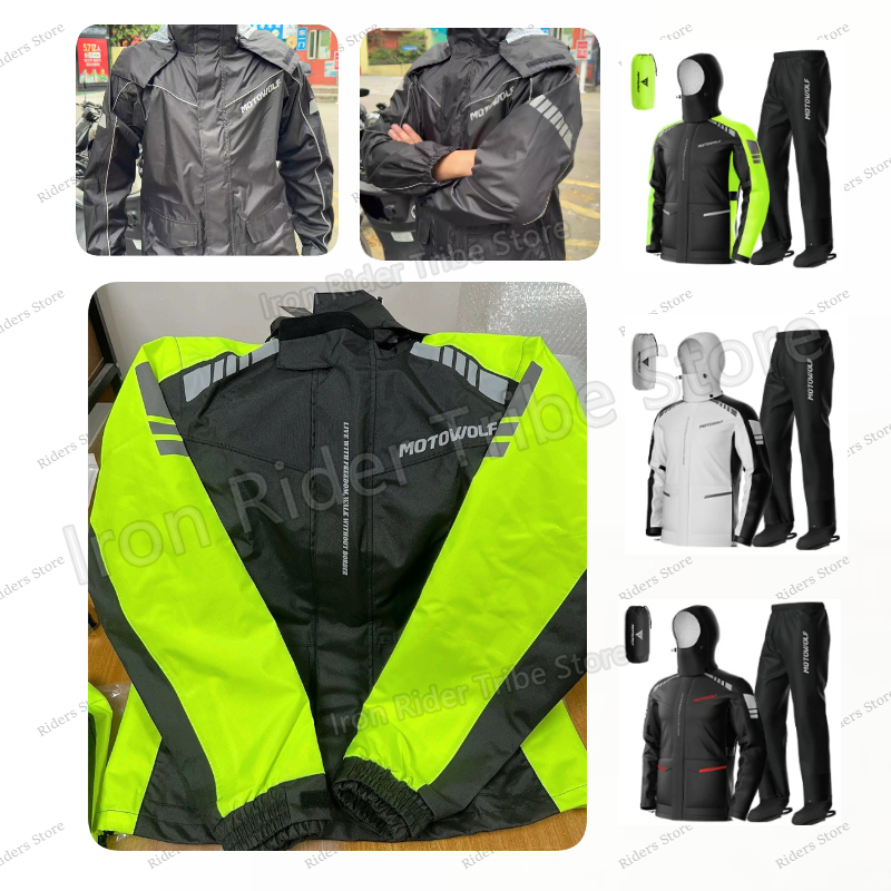 Cycling Commuter Rain Jacket - Giacca Impermeabile Riflettente per Moto Motowolf,